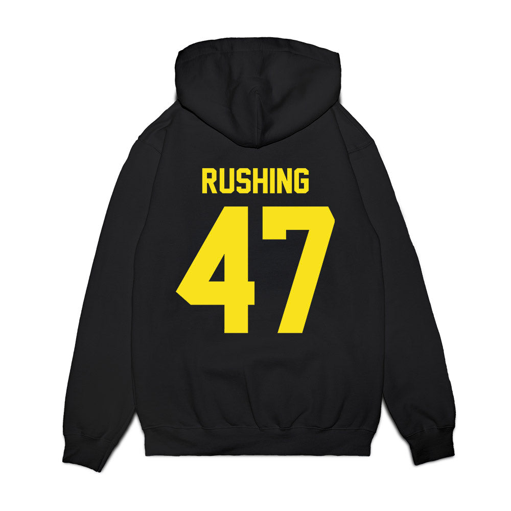 Oregon - NCAA Football : Elijah Rushing - Vintage Helmet Premium Hooded Sweatshirt-1
