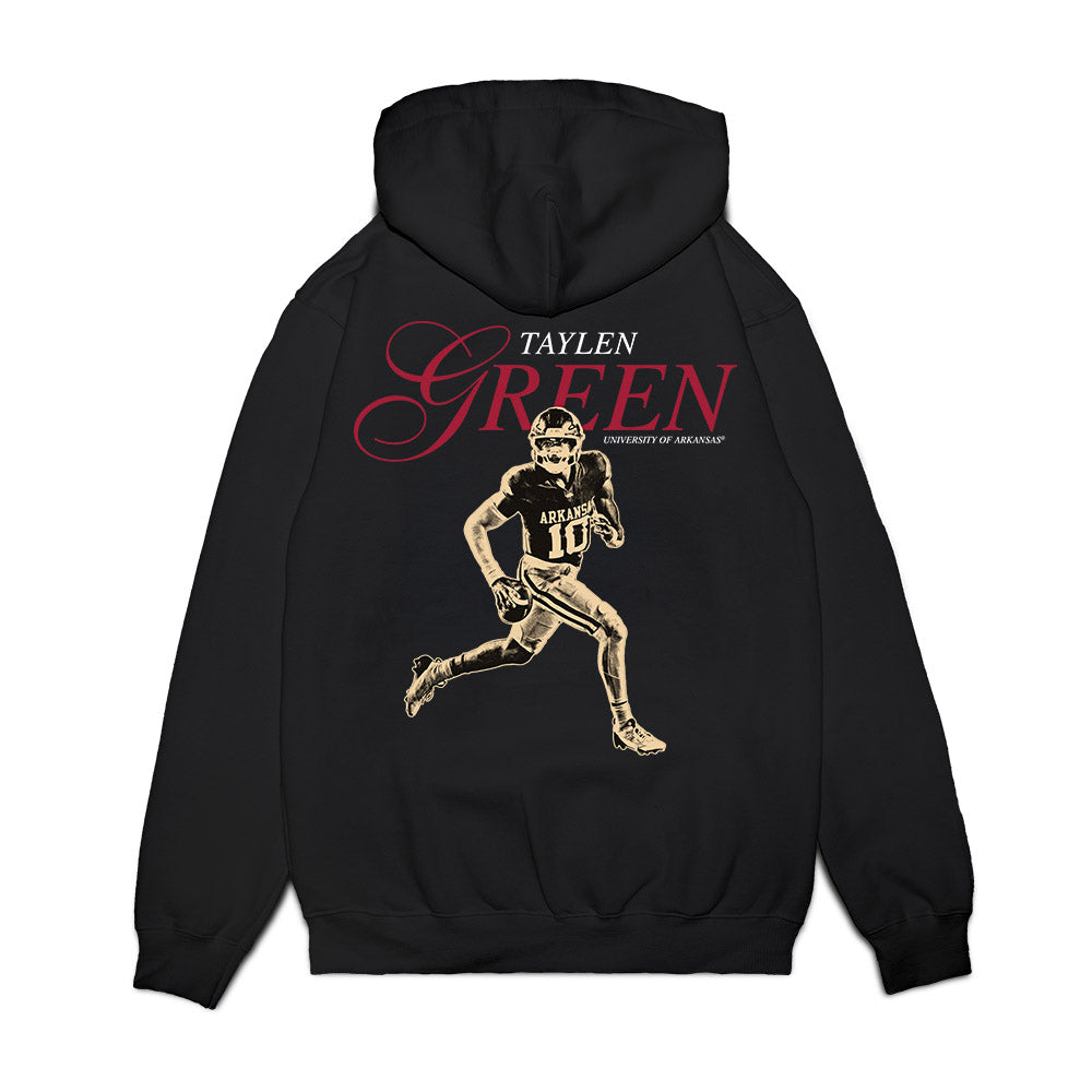 Arkansas - NCAA Football : Taylen Green - Legacy Premium Hooded Sweatshirt-1