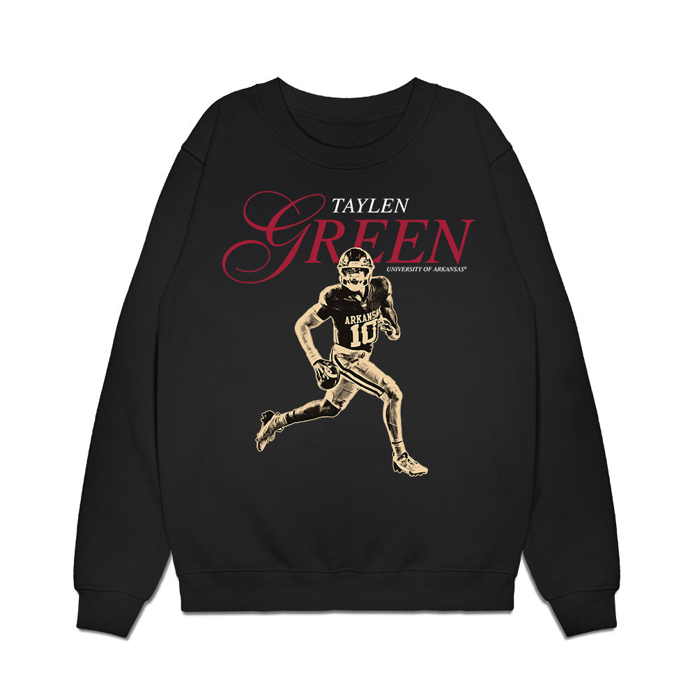 Arkansas - NCAA Football : Taylen Green - Legacy Premium Crewneck Sweatshirt-0