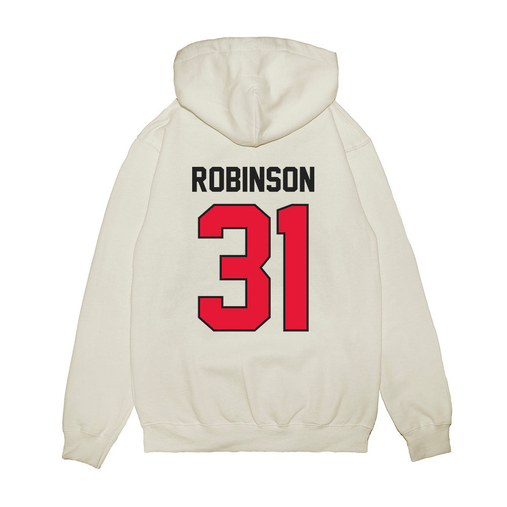 Rutgers - NCAA Football : Michael Robinson - Vintage Helmet Premium Hooded Sweatshirt-1