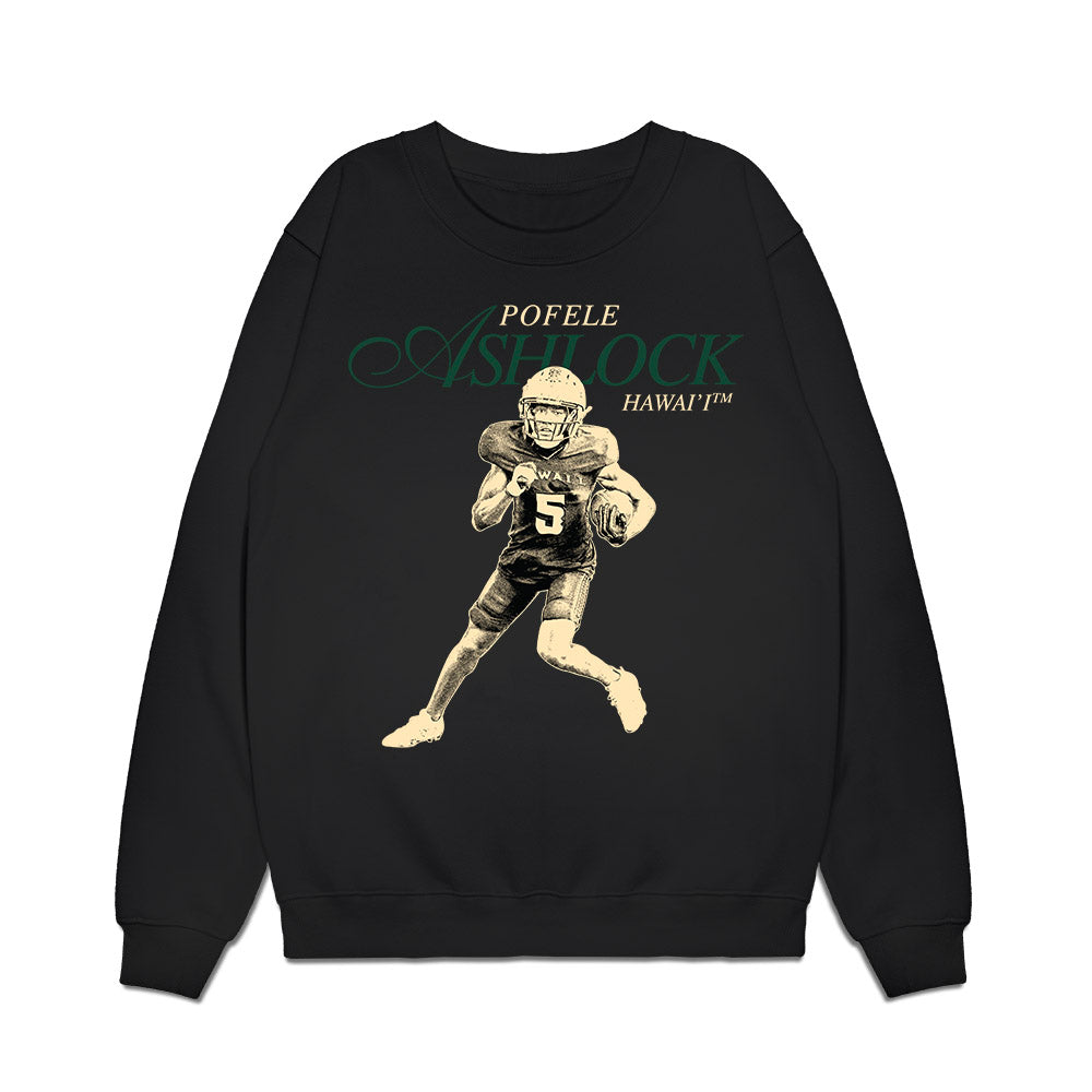 Hawaii - NCAA Football : Pofele Ashlock - Legacy Premium Crewneck Sweatshirt-0
