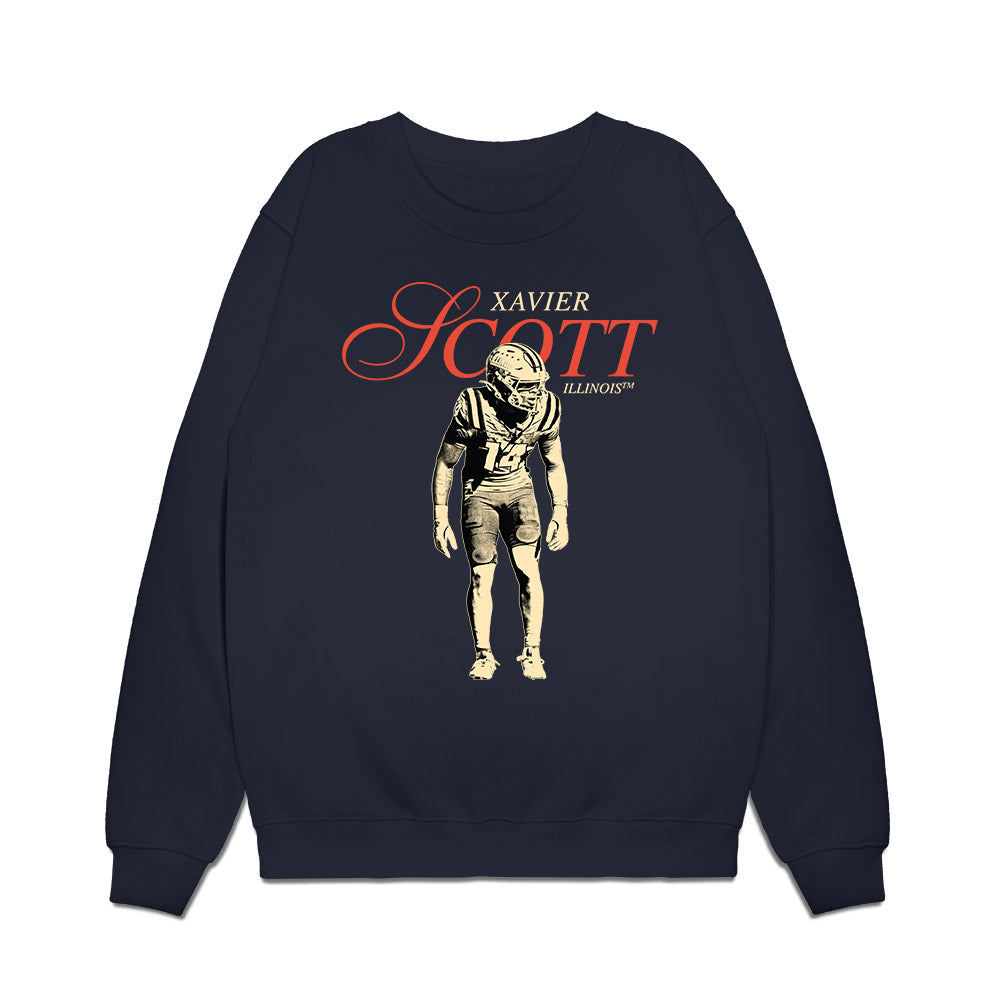 Illinois - NCAA Football : Xavier Scott - Premium Crewneck Sweatshirt-0