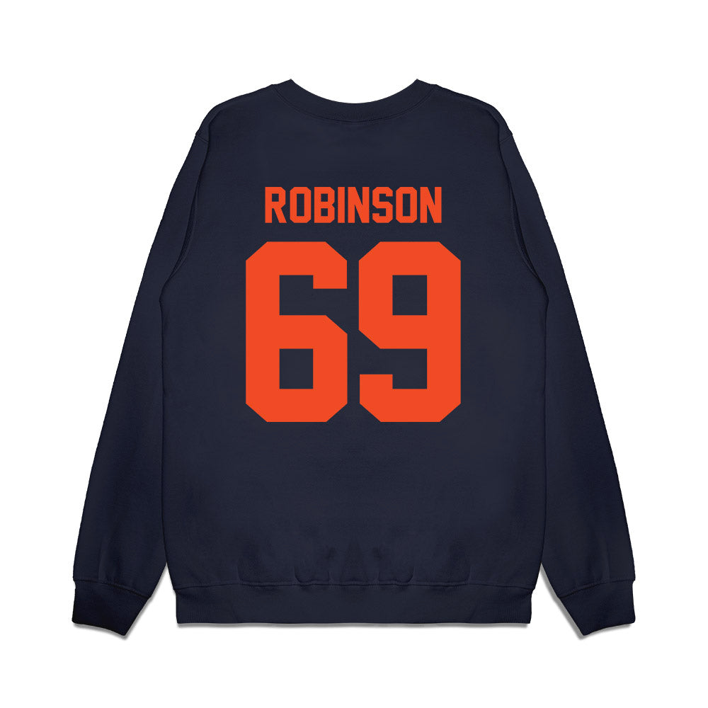 Virginia - NCAA Football : Bryce Robinson - Vintage Helmet Premium Crewneck Sweatshirt-1