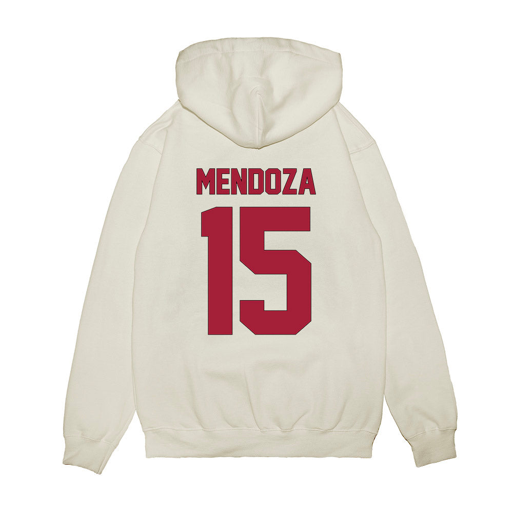 Indiana - NCAA Football : Fernando Mendoza - Vintage Helmet Premium Hooded Sweatshirt-1