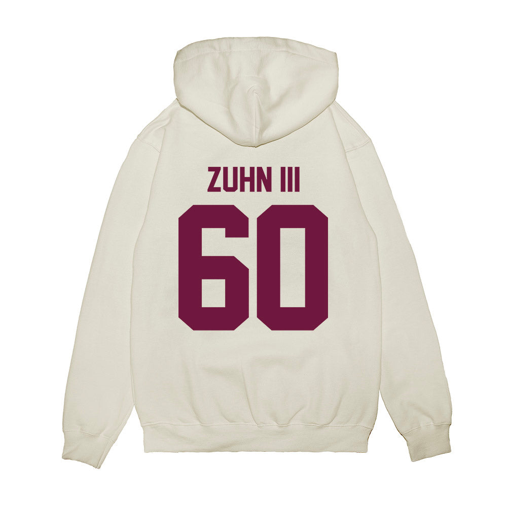 Texas A&M - NCAA Football : Trey Zuhn III - Vintage Helmet Premium Hooded Sweatshirt-1