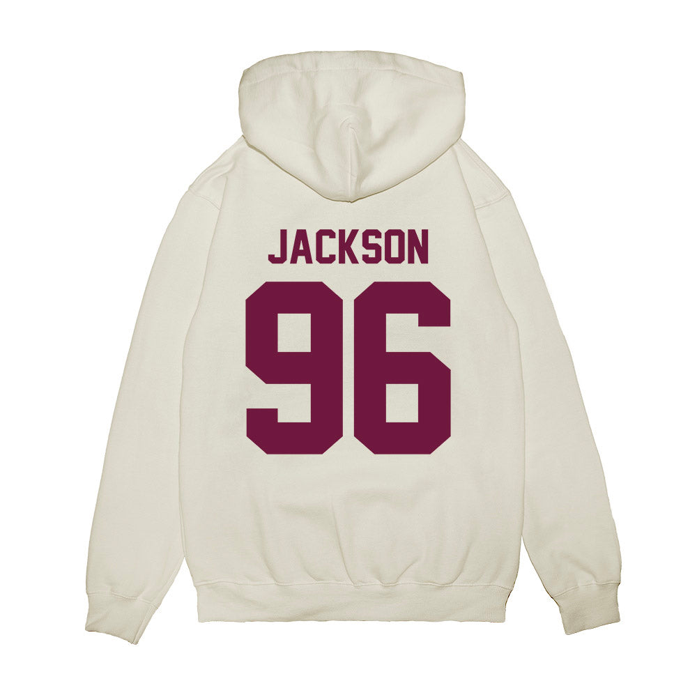 Texas A&M - NCAA Football : Nathan Jackson - Vintage Helmet Premium Hooded Sweatshirt-1