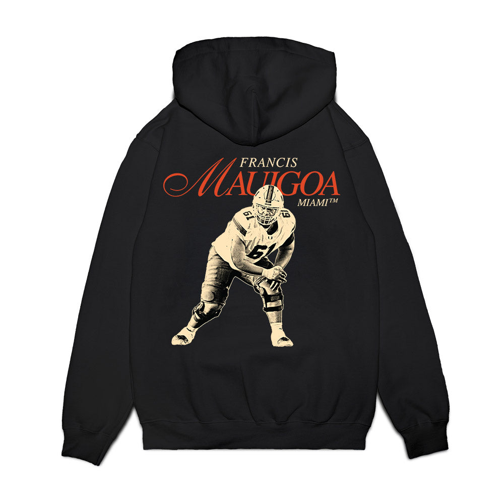 Miami - NCAA Football : Francis Mauigoa - Legacy Premium Hooded Sweatshirt-1