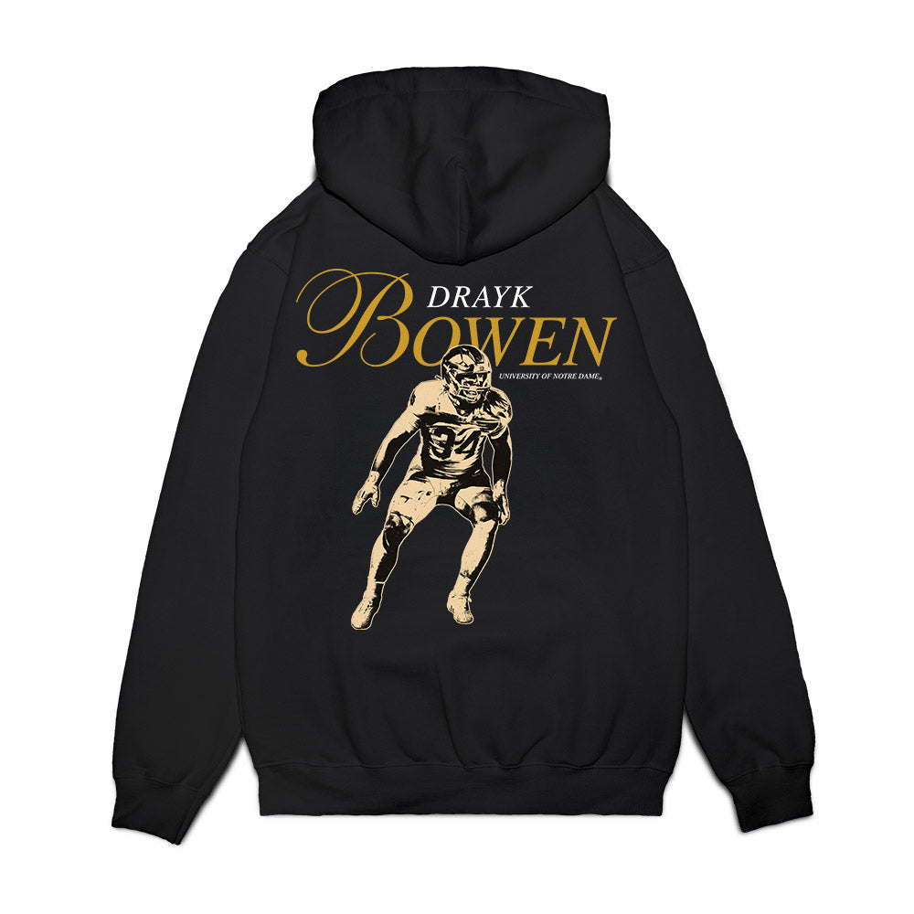 Notre Dame - NCAA Football : Drayk Bowen - Legacy Premium Hooded Sweatshirt-1