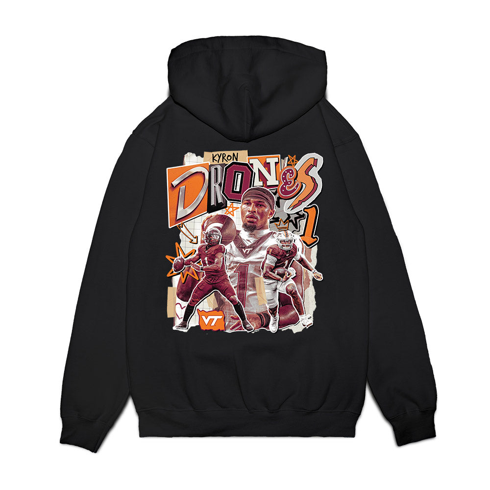 Virginia Tech - NCAA Football : Kyron Drones - Collage Premium Hooded Sweatshirt-1