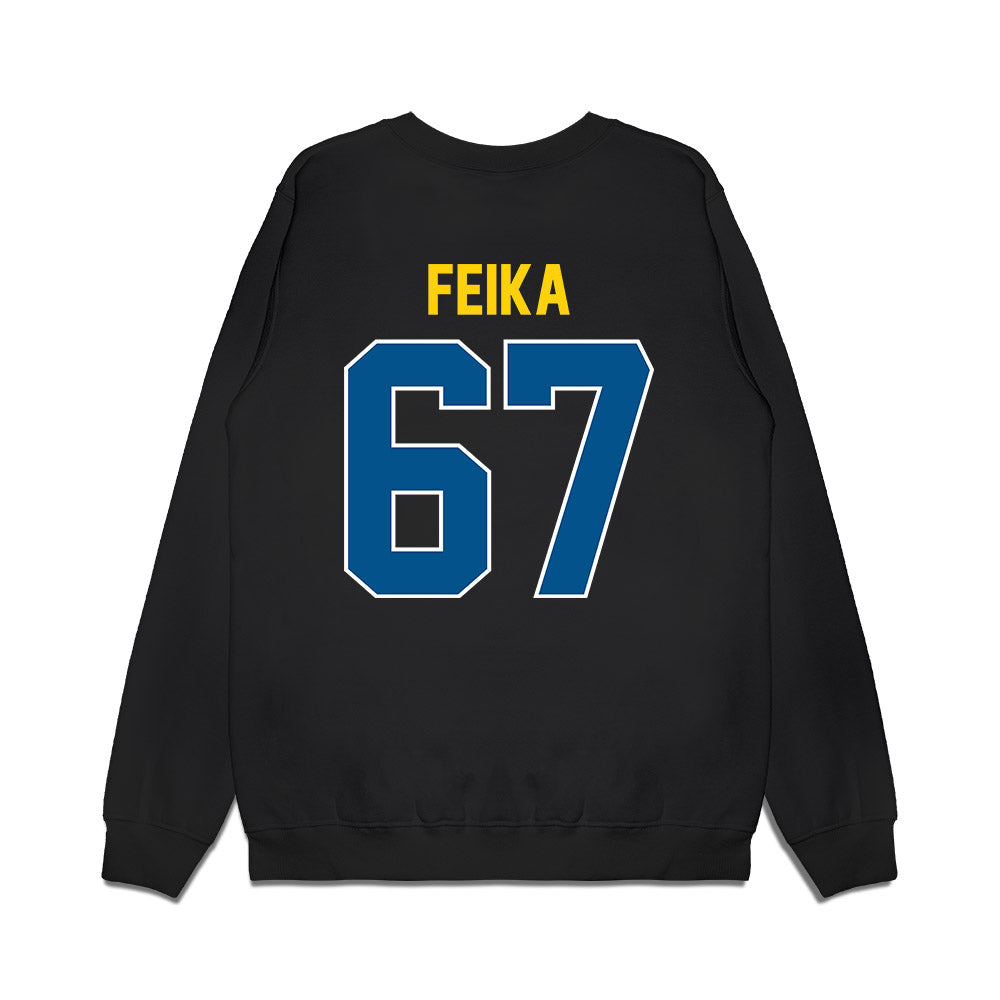 Delaware - NCAA Football : Mustafa Feika - Vintage Helmet Premium Crewneck Sweatshirt-1
