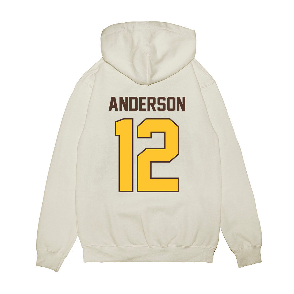 Wyoming - NCAA Football : Kaden Anderson - Vintage Helmet Premium Hooded Sweatshirt-1