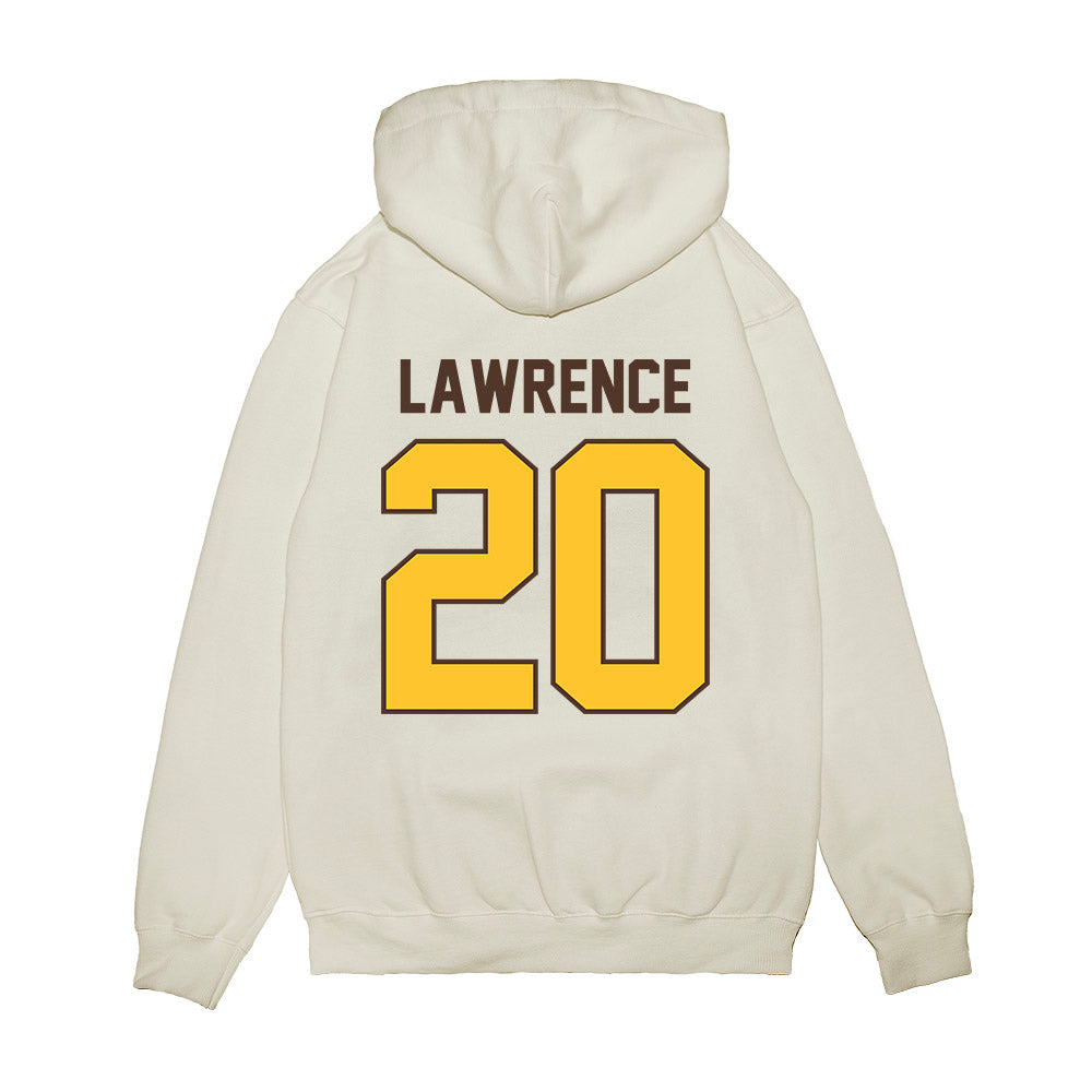 Wyoming - NCAA Football : Jaden Lawrence - Vintage Helmet Premium Hooded Sweatshirt-1
