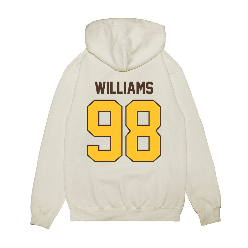 Wyoming - NCAA Football : Jayden Williams - Vintage Helmet Premium Hooded Sweatshirt-1