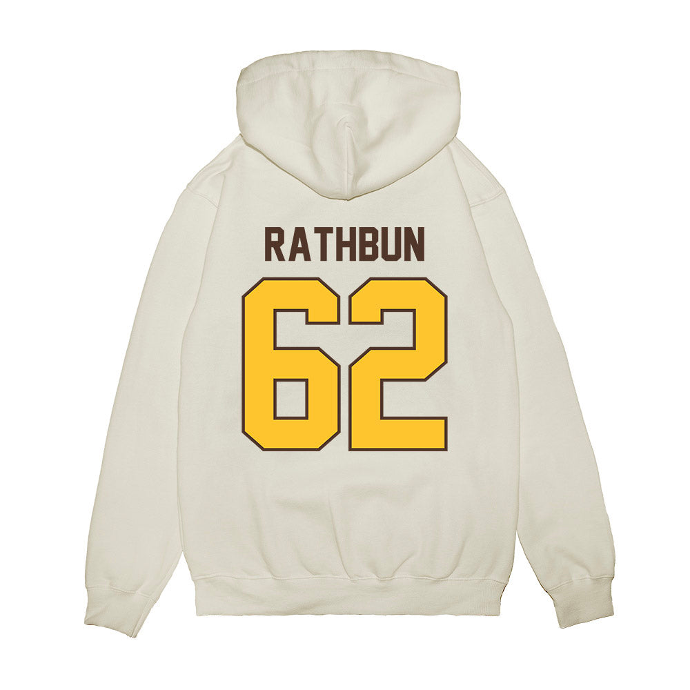 Wyoming - NCAA Football : Spencer Rathbun - Vintage Helmet Premium Hooded Sweatshirt-1