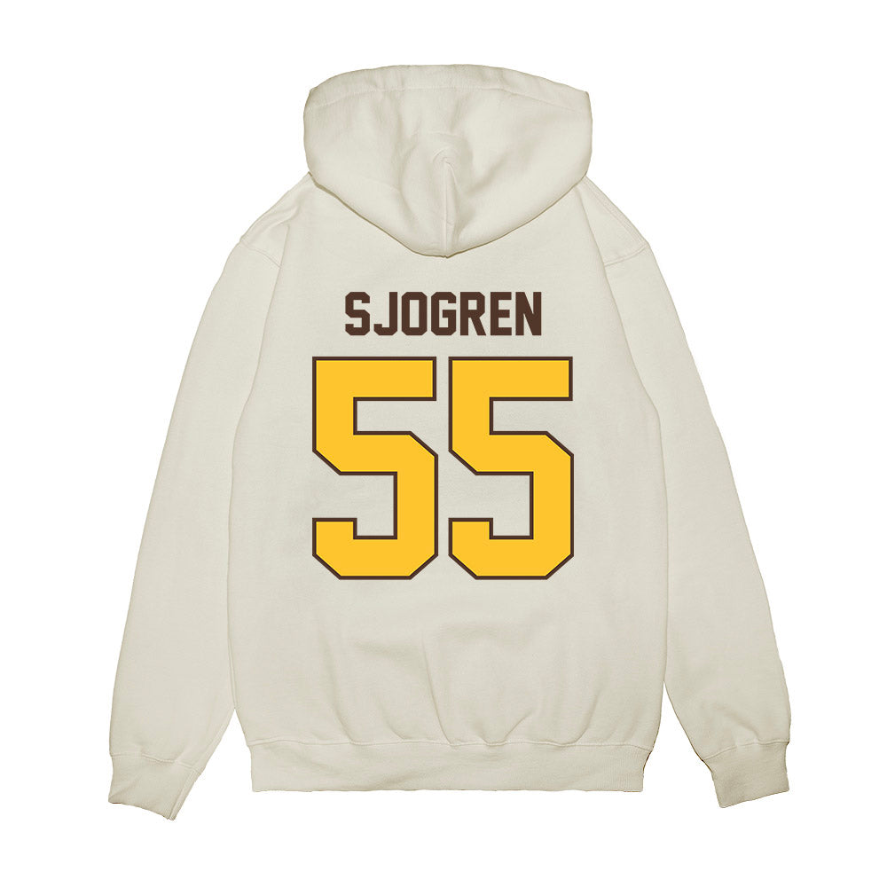 Wyoming - NCAA Football : Kevin Sjogren - Vintage Helmet Premium Hooded Sweatshirt-1