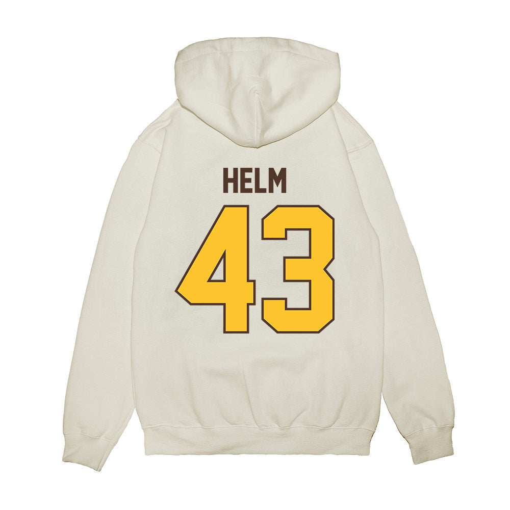 Wyoming - NCAA Football : Gavyn Helm - Vintage Helmet Premium Hooded Sweatshirt-1