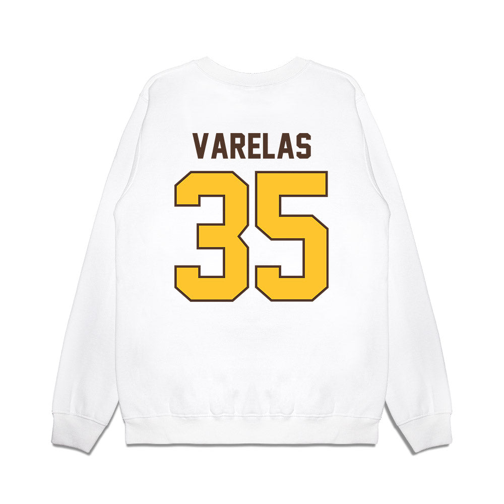 Wyoming - NCAA Football : Nikos Varelas - Vintage Helmet Premium Crewneck Sweatshirt-1