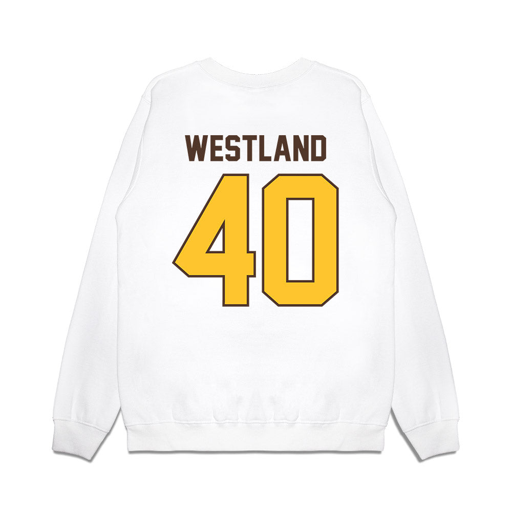 Wyoming - NCAA Football : Tyce Westland - Vintage Helmet Premium Crewneck Sweatshirt-1