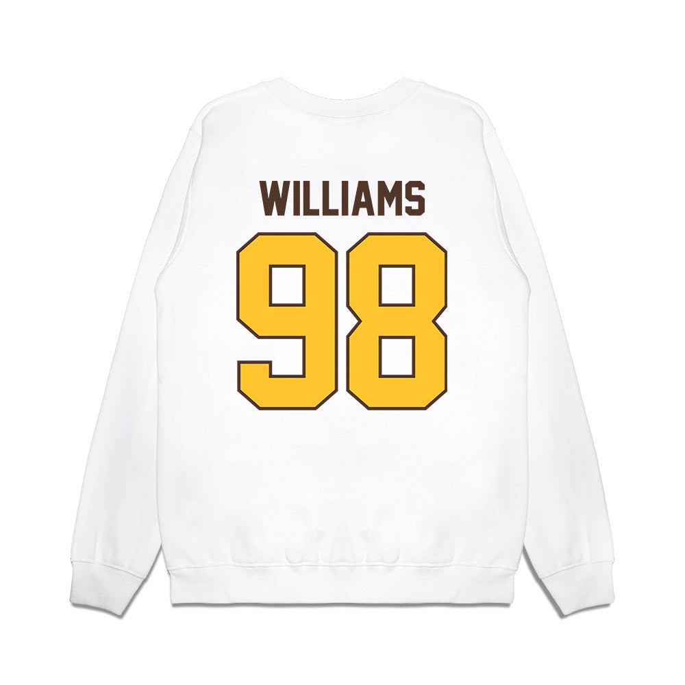 Wyoming - NCAA Football : Jayden Williams - Vintage Helmet Premium Crewneck Sweatshirt-1