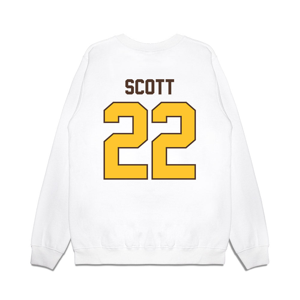 Wyoming - NCAA Football : Sam Scott - Vintage Helmet Premium Crewneck Sweatshirt-1