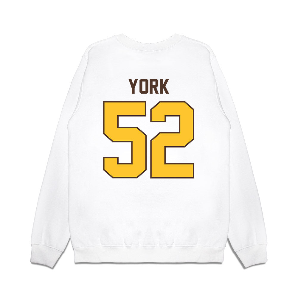 Wyoming - NCAA Football : Carson York - Vintage Helmet Premium Crewneck Sweatshirt-1