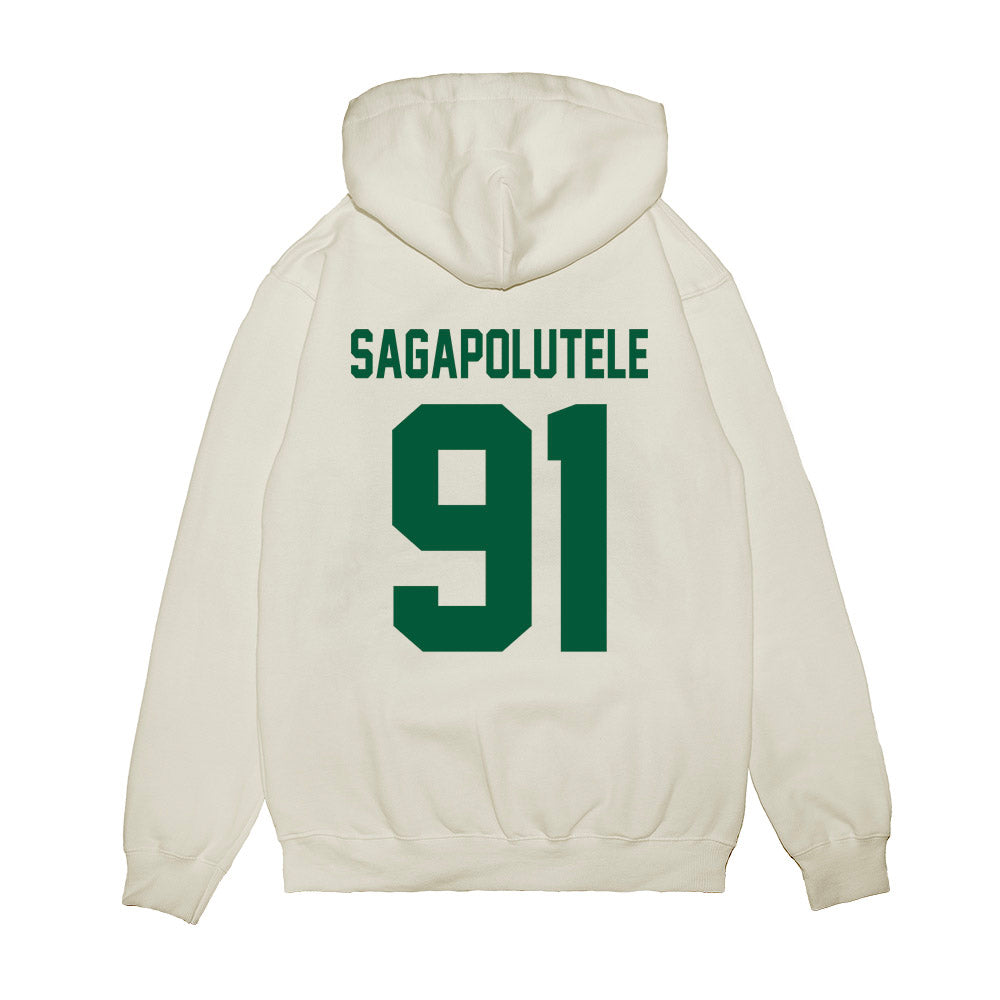 Hawaii - NCAA Football : Joshua sagapolutele - Vintage Helmet Premium Hooded Sweatshirt-1