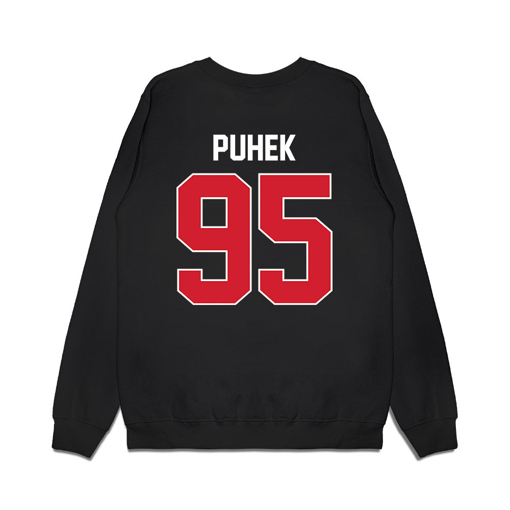 Arkansas State - NCAA Football : Thomas Puhek - Vintage Helmet Premium Crewneck Sweatshirt-1
