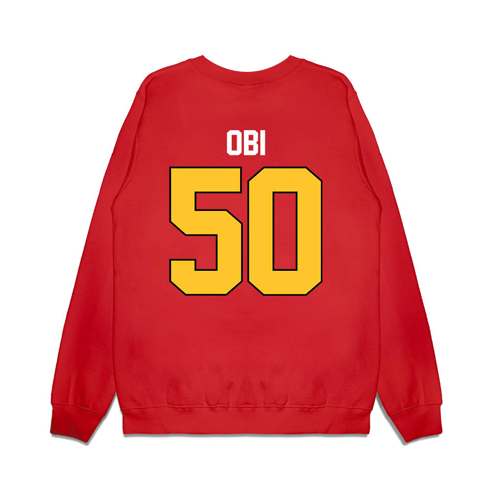 Ferris State - NCAA Football : Chimdindu Obi - Vintage Helmet Premium Crewneck Sweatshirt-1