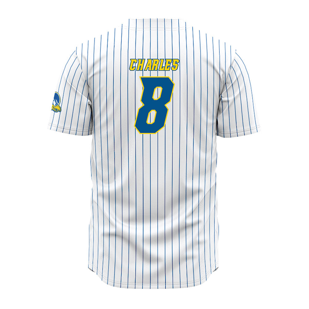 Delaware - NCAA Baseball : Anthony Charles - White Pinstripe Jersey-1