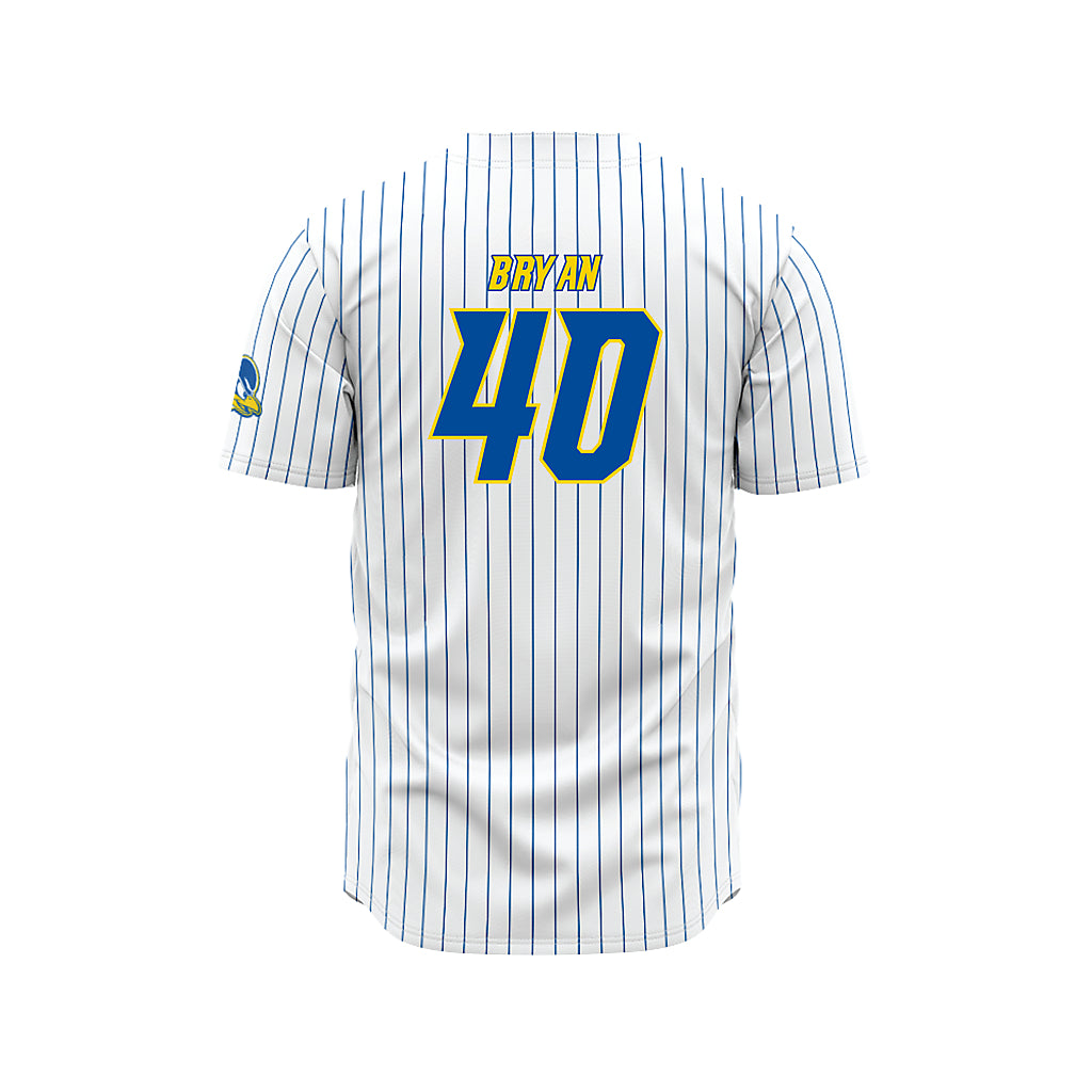 Delaware - NCAA Baseball : Dylan Bryan - White Pinstripe Jersey-1