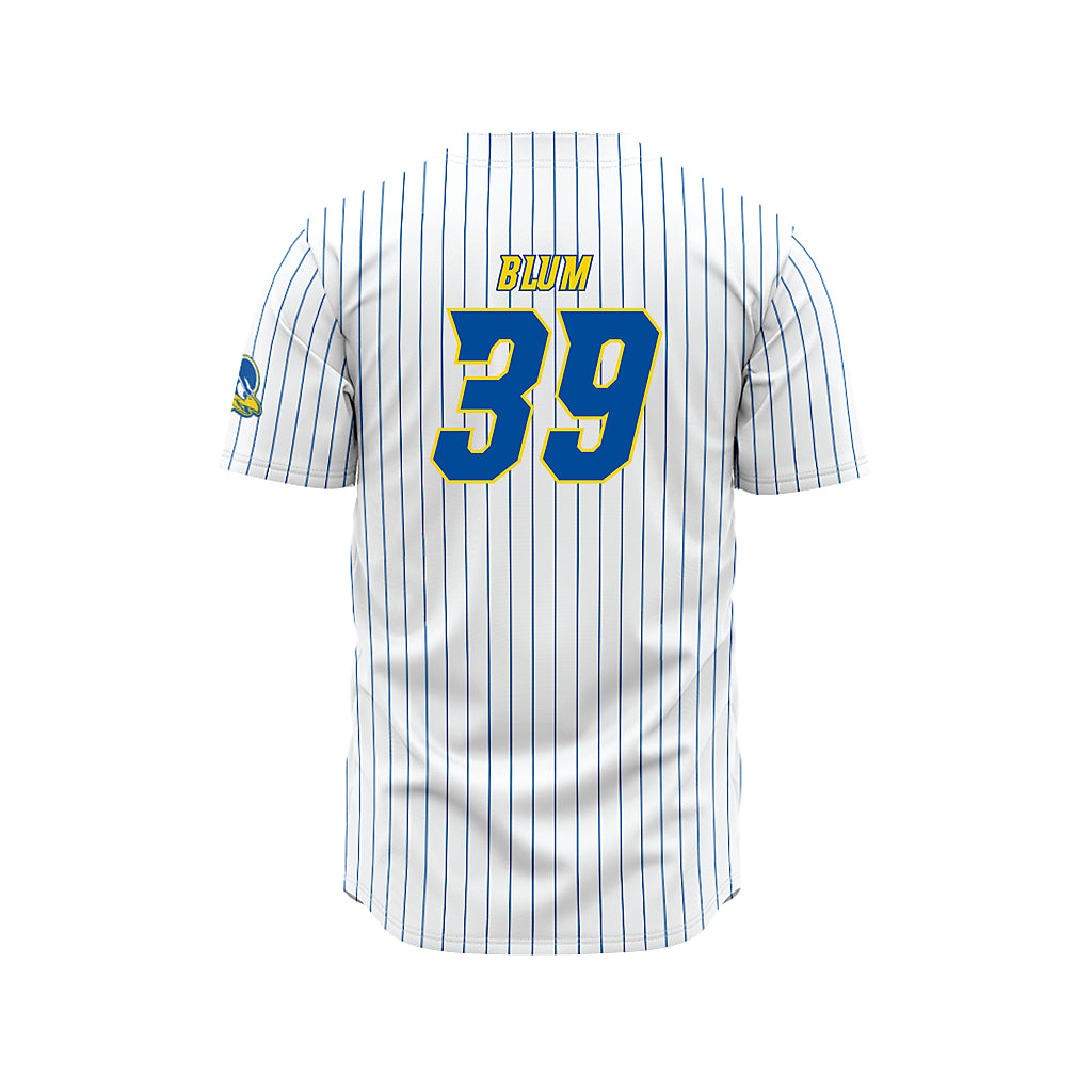 Delaware - NCAA Baseball : Brady Blum - White Pinstripe Jersey-1