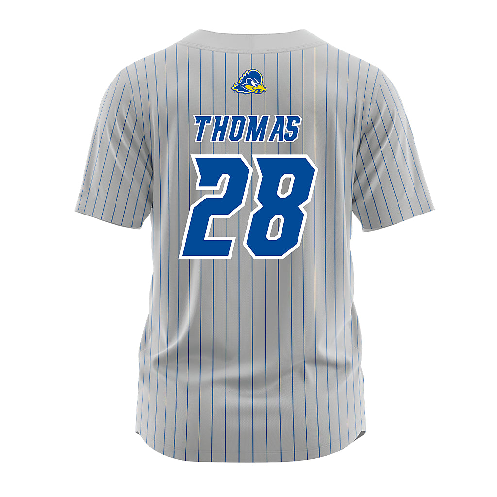 Delaware - NCAA Softball : Ryleigh Thomas - Grey Pinstripe Jersey-1