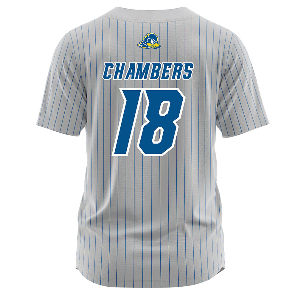 Delaware - NCAA Softball : Morgan Chambers - Grey Pinstripe Jersey-1