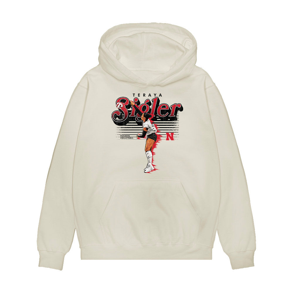 Nebraska - NCAA Women's Volleyball : Teraya Sigler - Premium Hooded Sweatshirt-0