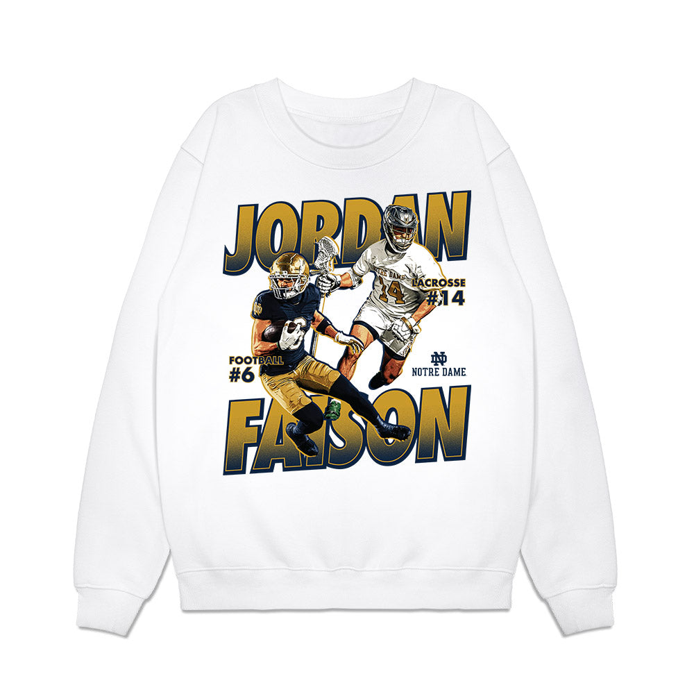 Notre Dame - NCAA Football : Jordan Faison - Collage Premium Crewneck Sweatshirt-0