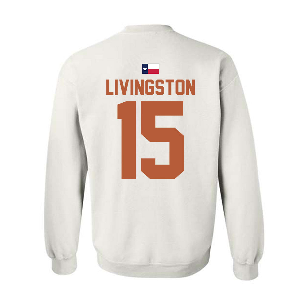 Texas - NCAA Baseball : Josh Livingston - Hook 'Em Crewneck Sweatshirt-1
