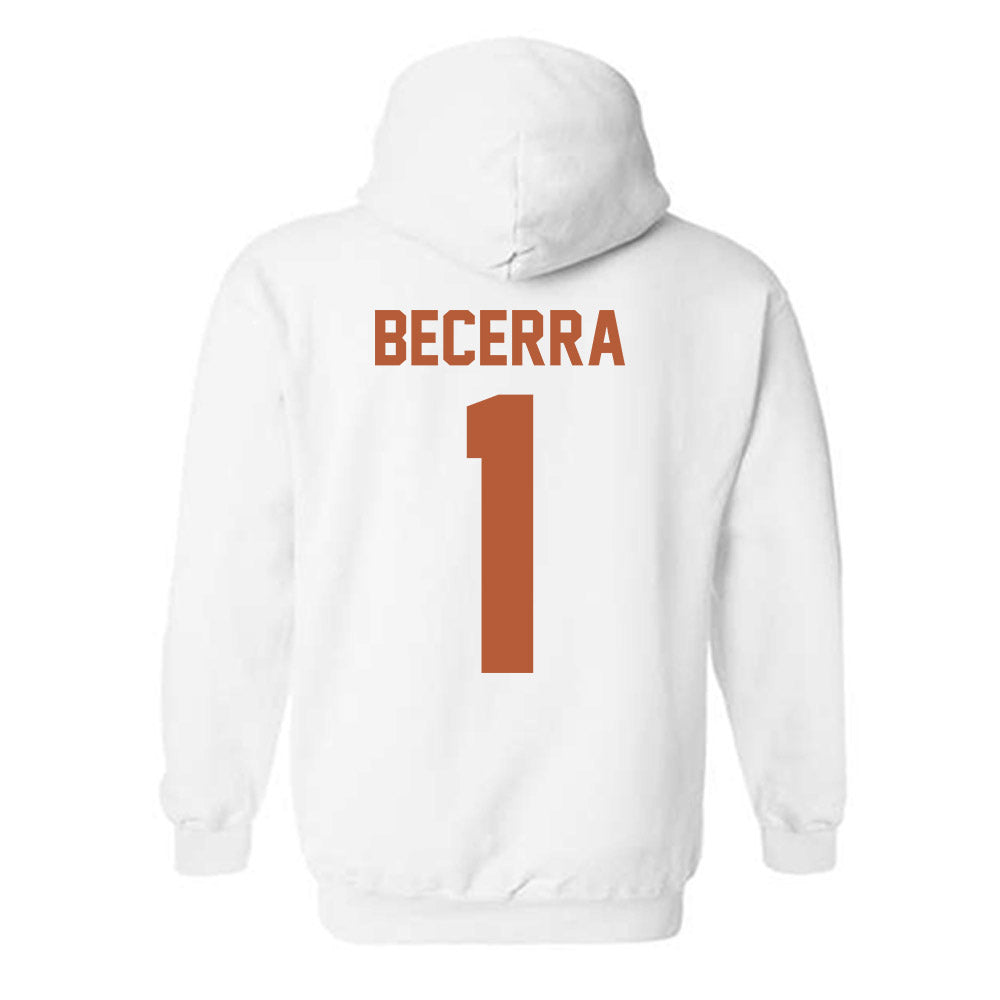 Texas - NCAA Baseball : Temo Becerra - Horns Up! Hooded Sweatshirt-1