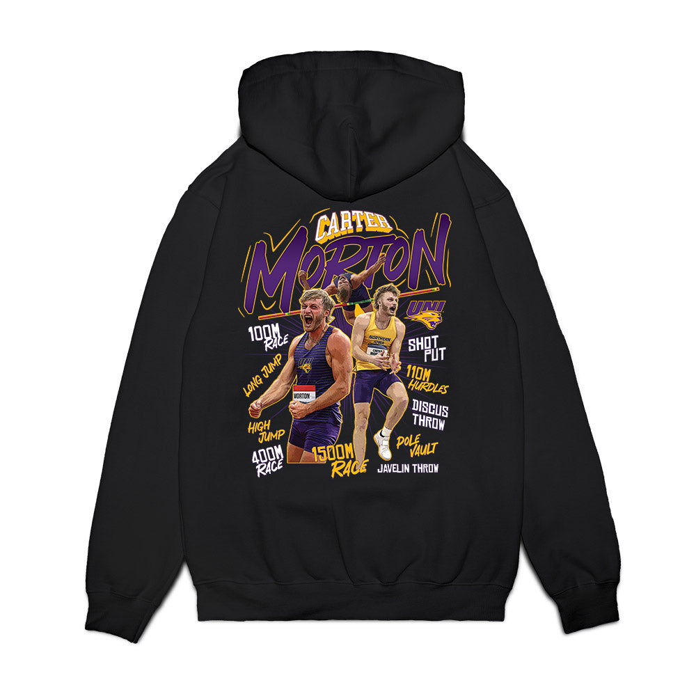Northern Iowa - NCAA Men's Track & Field : Carter Morton - Collage Premium Hooded Sweatshirt-1