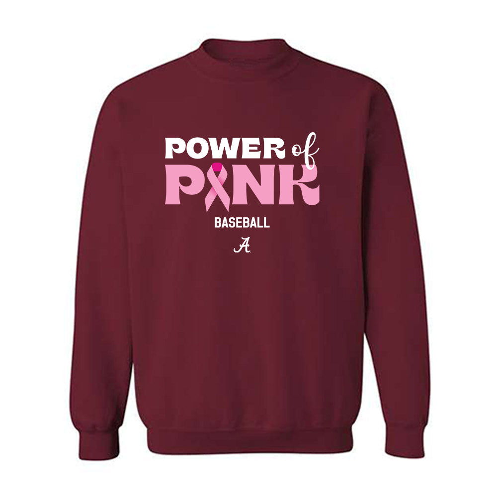 Alabama - Baseball Alumni : Coulson Buchanan - Power of Pink Crimson Crewneck Sweatshirt-0