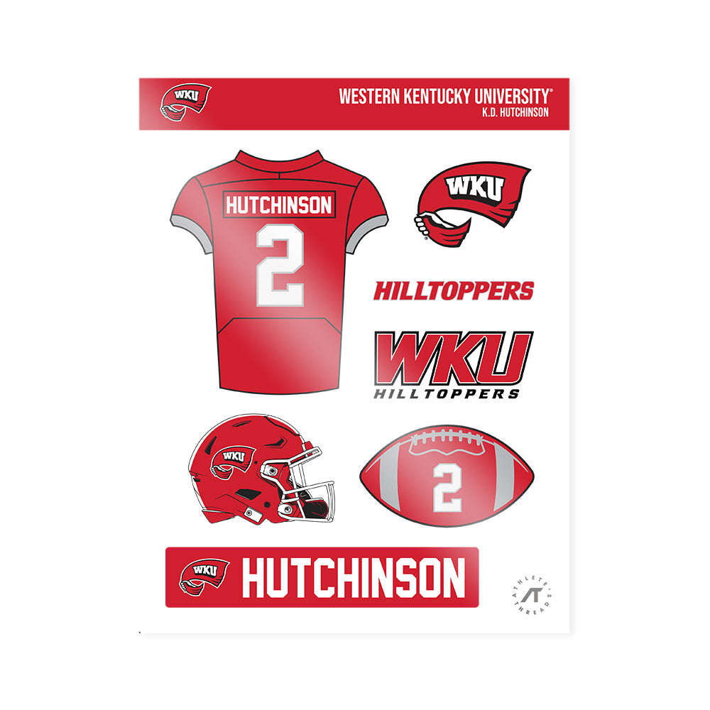 Western Kentucky - NCAA Football : K.D. Hutchinson - Sticker Sheet-0