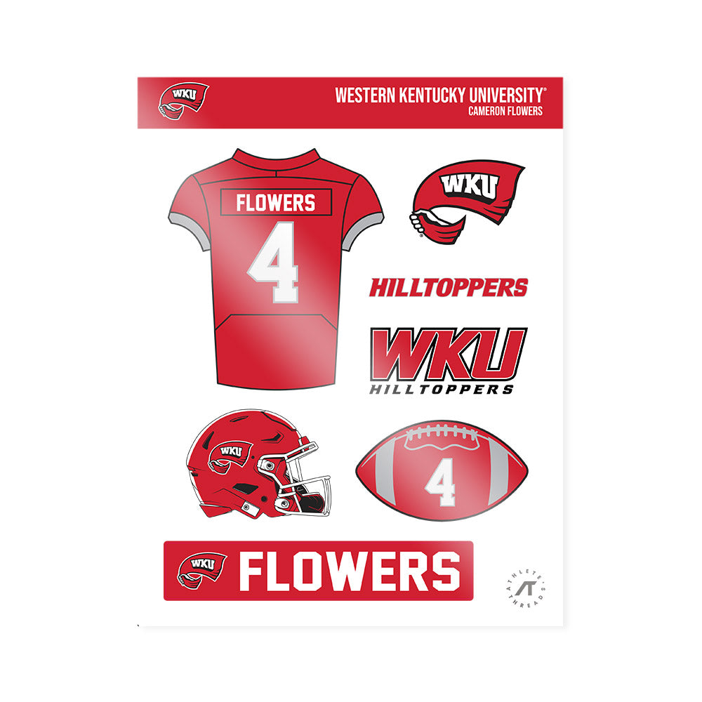 Western Kentucky - NCAA Football : Cameron Flowers - Sticker Sheet-0