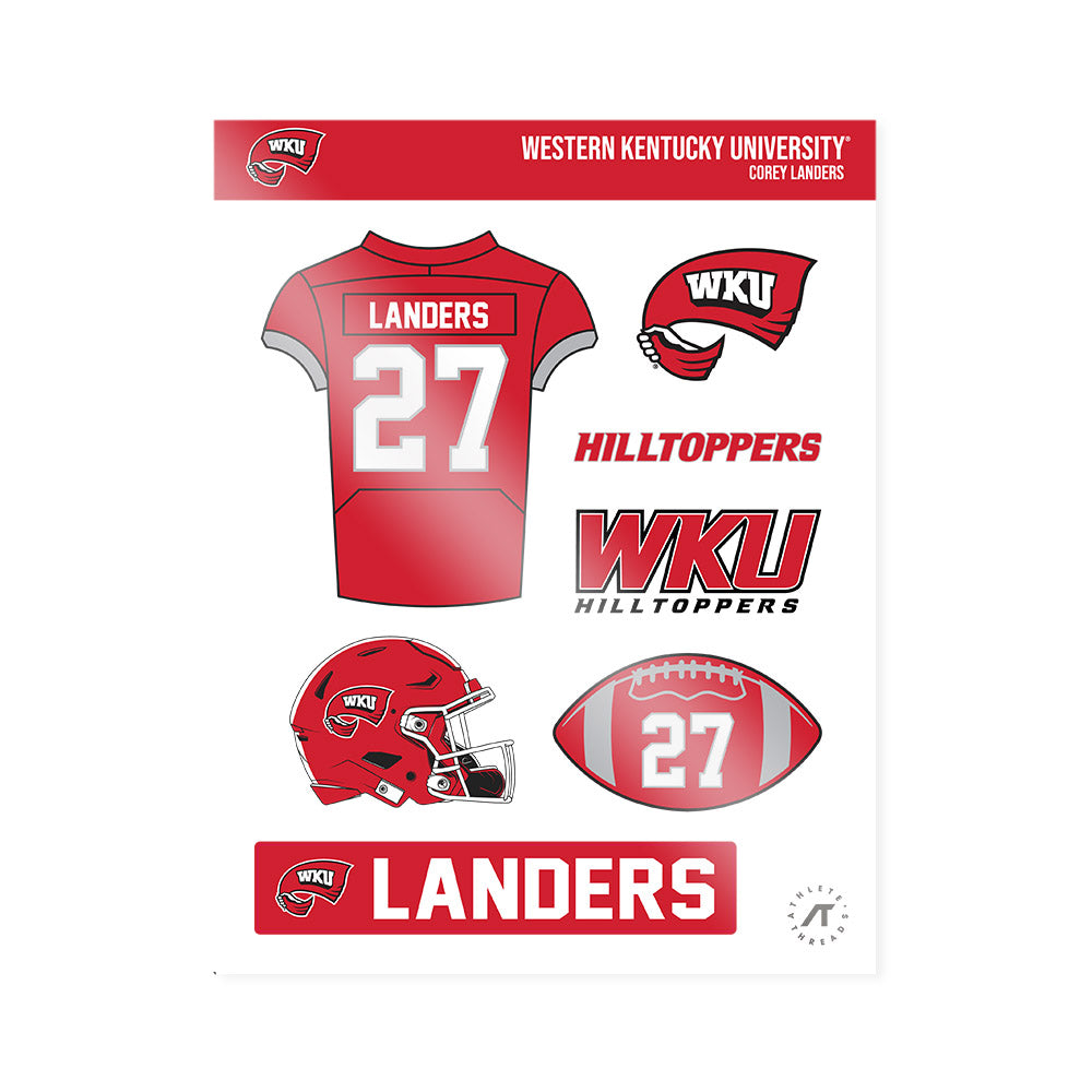 Western Kentucky - NCAA Football : Corey Landers - Sticker Sheet-0