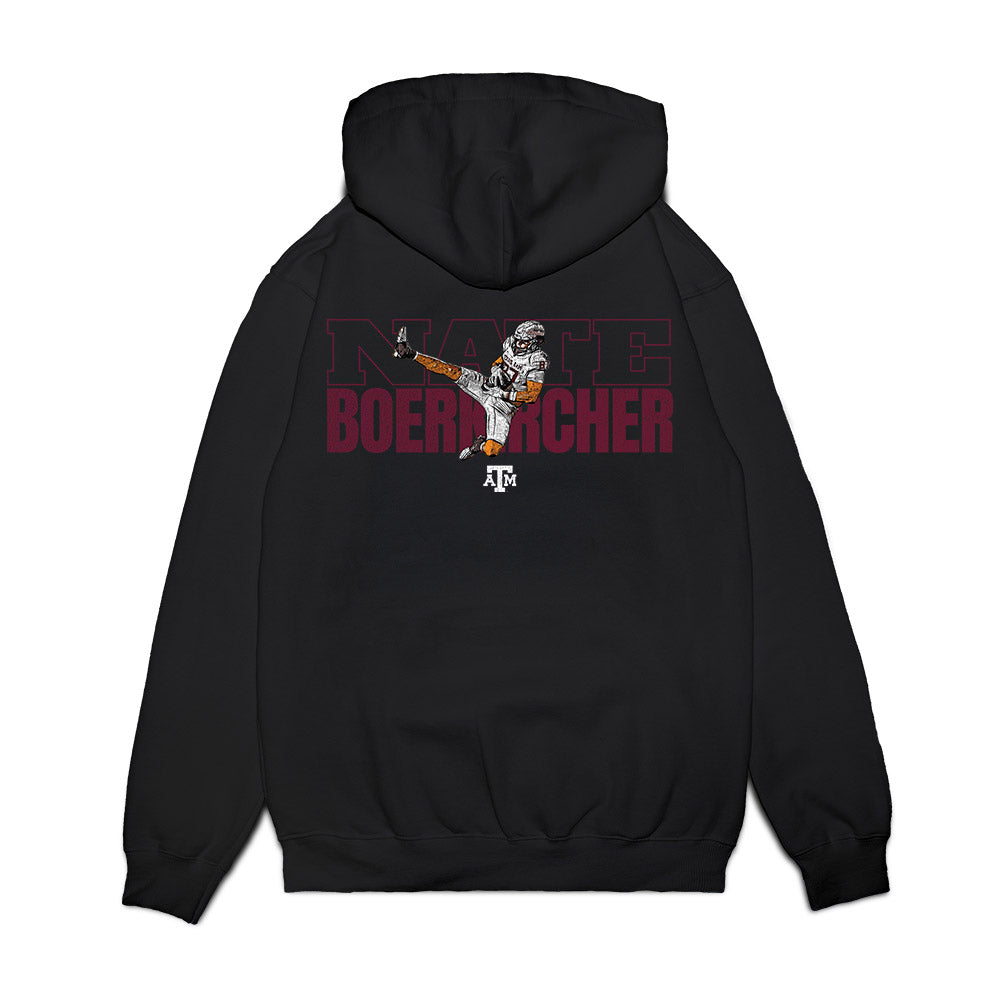 Texas A&M - NCAA Football : Nate Boerkircher - Caricature Premium Hooded Sweatshirt-1