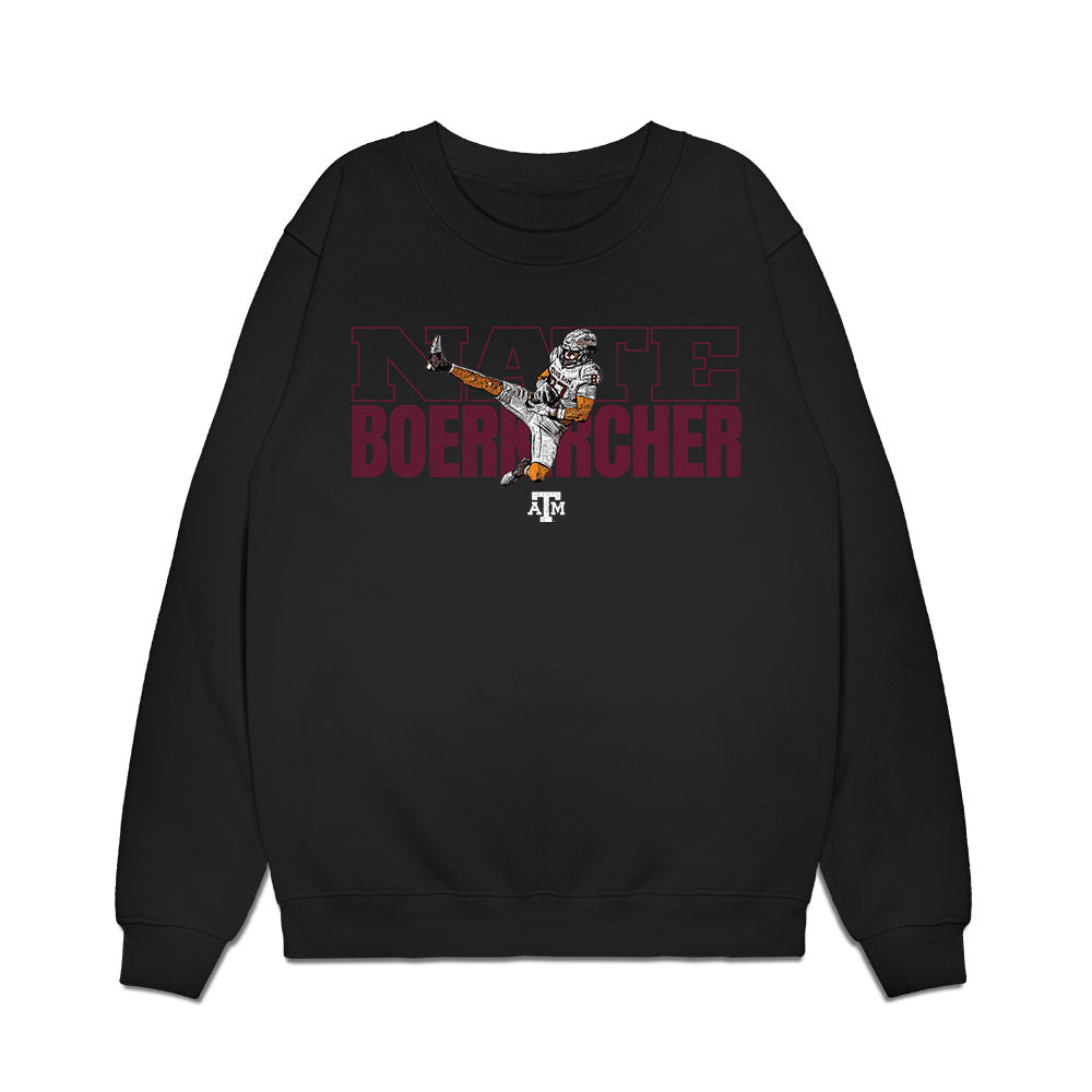 Texas A&M - NCAA Football : Nate Boerkircher - Caricature Premium Crewneck Sweatshirt-0