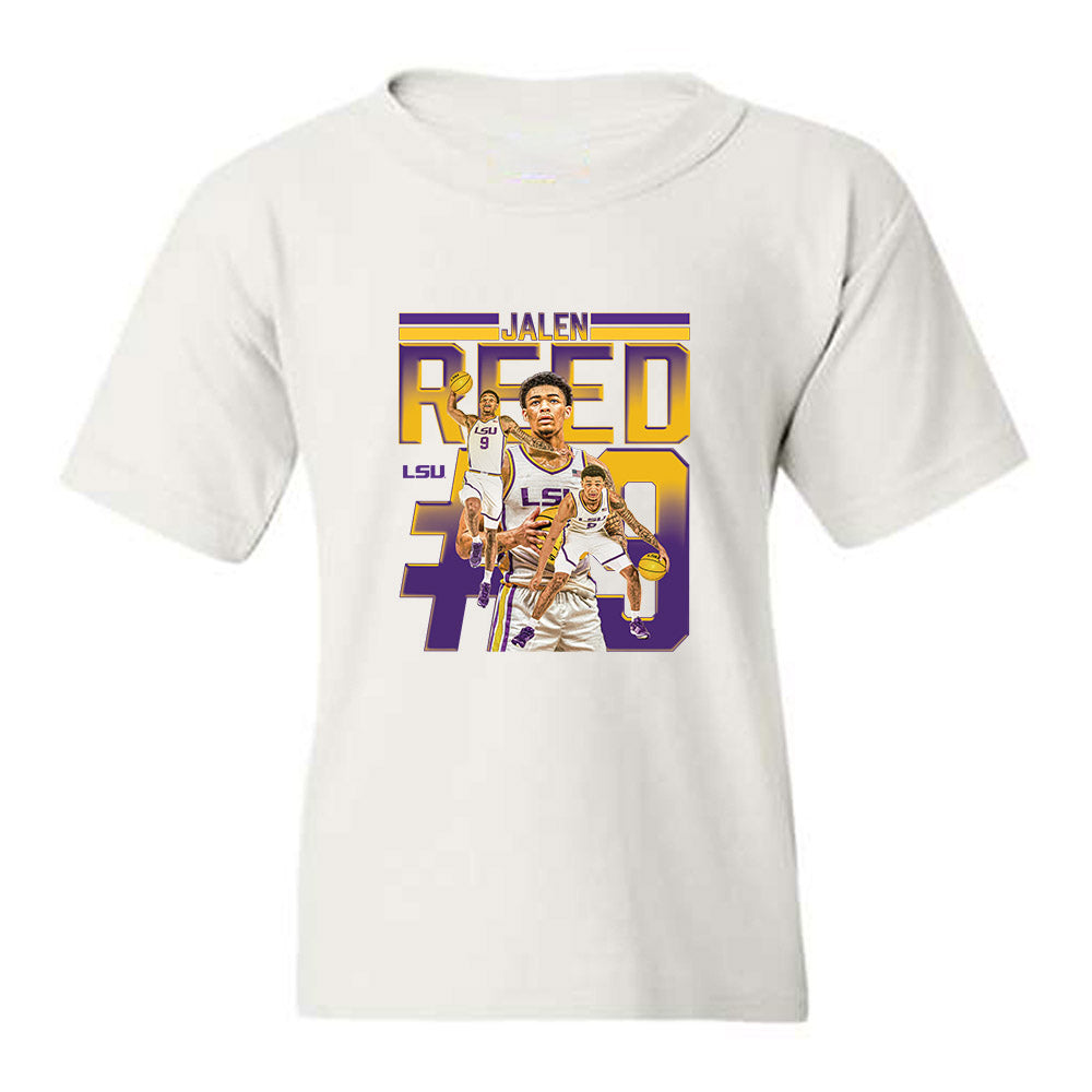 LSU - NCAA Men's Basketball : Jalen Reed - Collage Youth T-Shirt-0