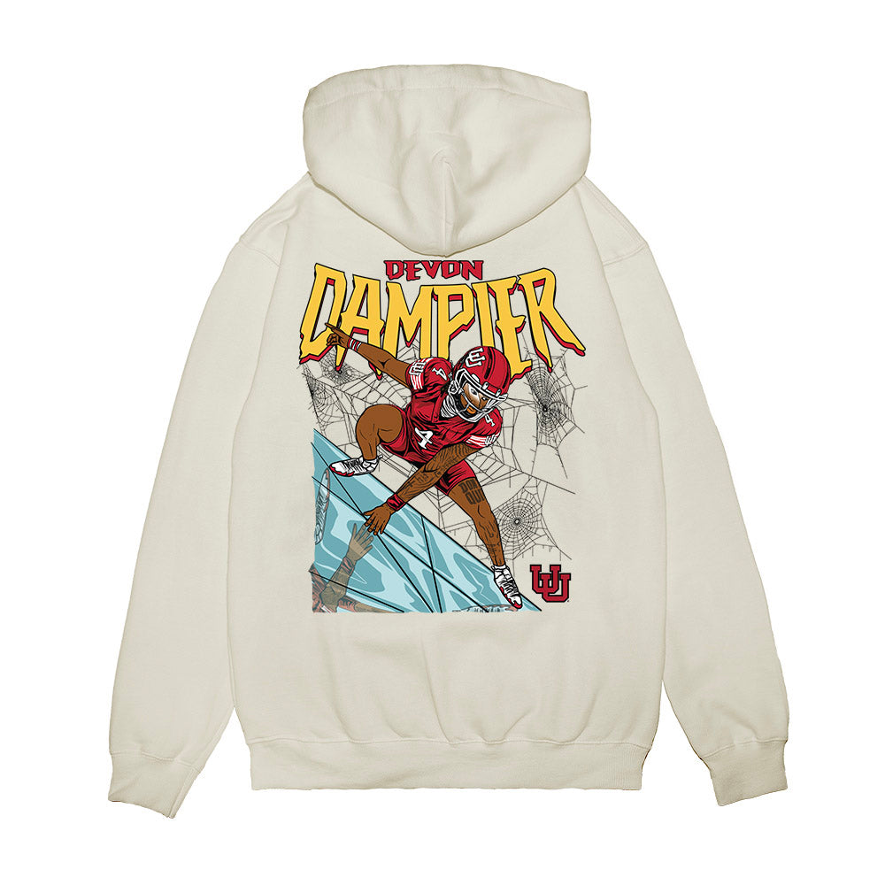 Utah - NCAA Football : Devon Dampier - Caricature Premium Hooded Sweatshirt-1
