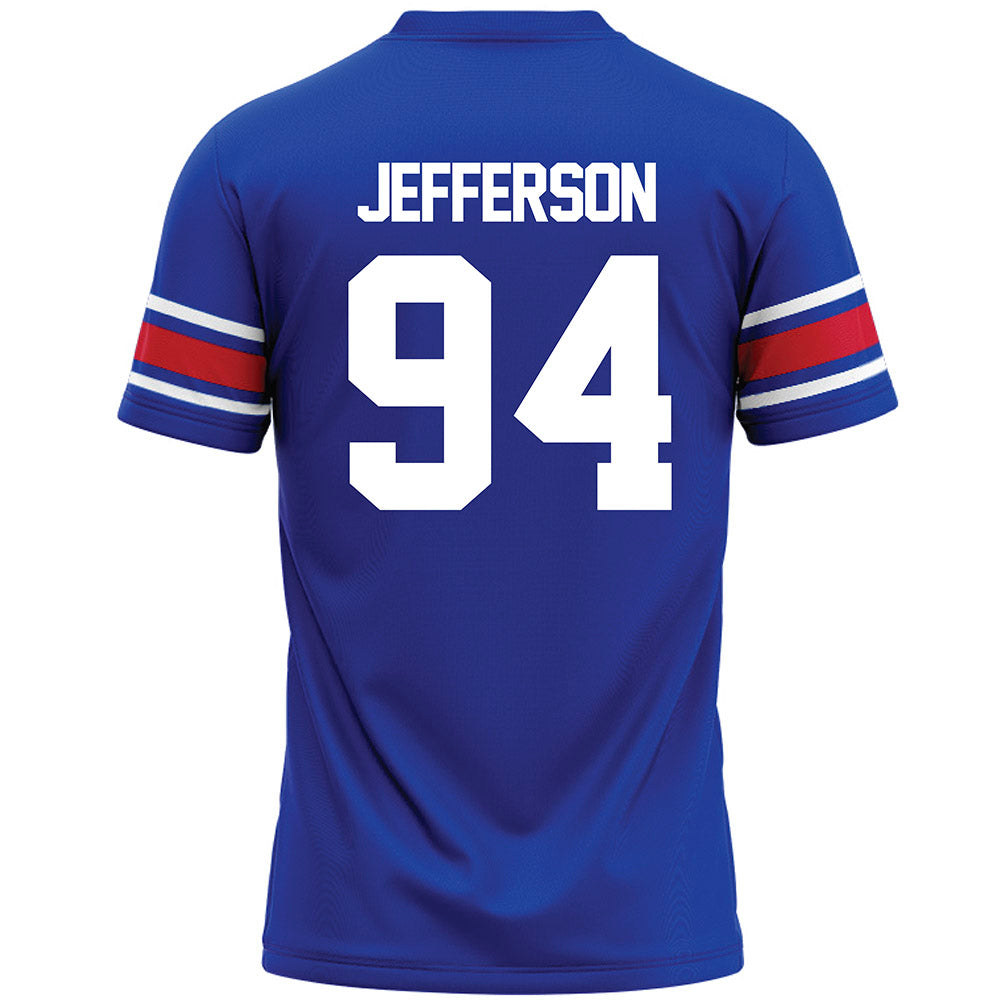 SMU - NCAA Football : Jonathan Jefferson - Blue Premium Football Jersey-1