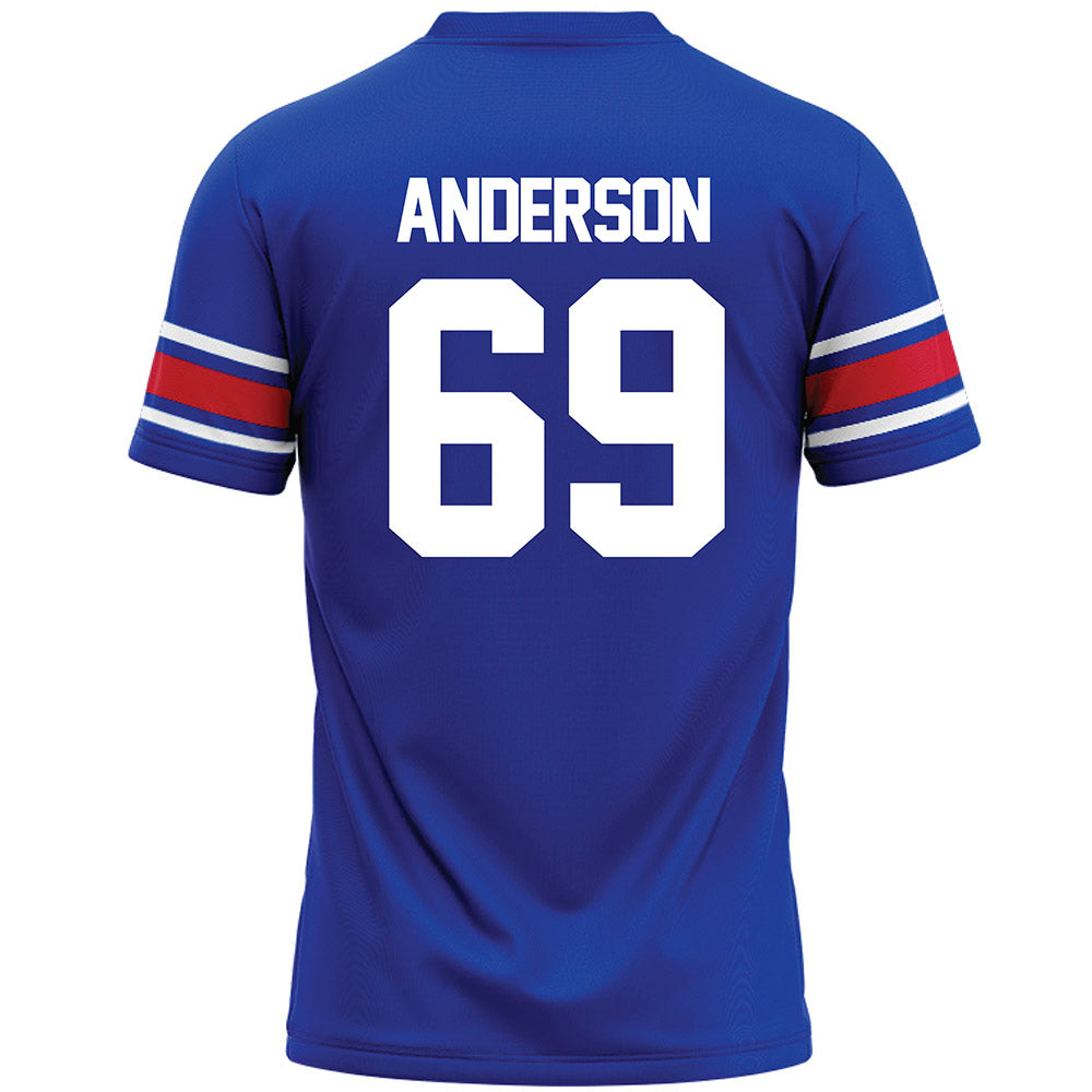 SMU - NCAA Football : Nate Anderson - Blue Premium Football Jersey-1