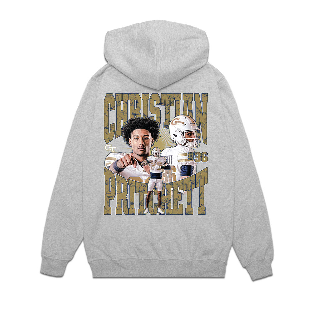 Georgia Tech - NCAA Football : Christian Pritchett - Graphic Tee Premium Hooded Sweatshirt-1