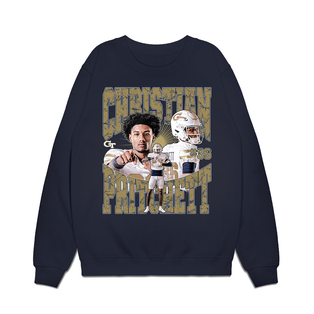 Georgia Tech - NCAA Football : Christian Pritchett - Graphic Tee Premium Crewneck Sweatshirt-0